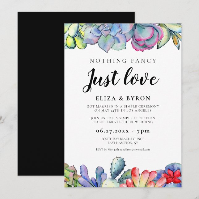 Sukulära kaktuer Lyckligtvis allt efter party Inbjudningar (Fram/baksida)