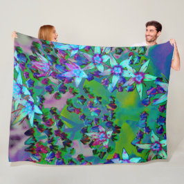 Sukulära seduumblommor i Aqua, Lila och Blue Fleecefilt