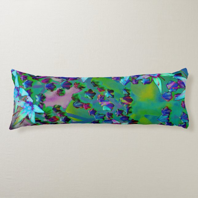 Sukulära seduumblommor i Aqua, Lila och Blue Kroppskudde (Framsidan)