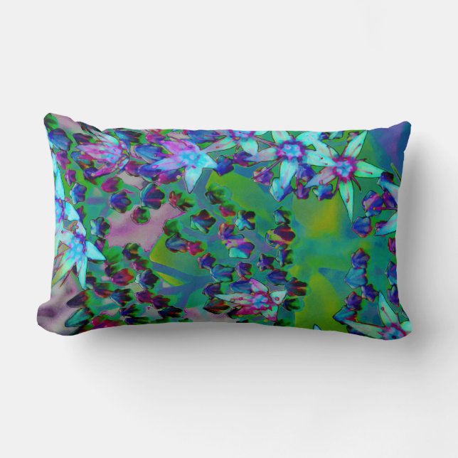 Sukulära seduumblommor i Aqua, Lila och Blue Lumbarkudde (Framsida)