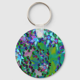 Sukulära seduumblommor i Aqua, Lila och Blue Nyckelring