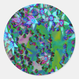 Sukulära seduumblommor i Aqua, Lila och Blue Runt Klistermärke