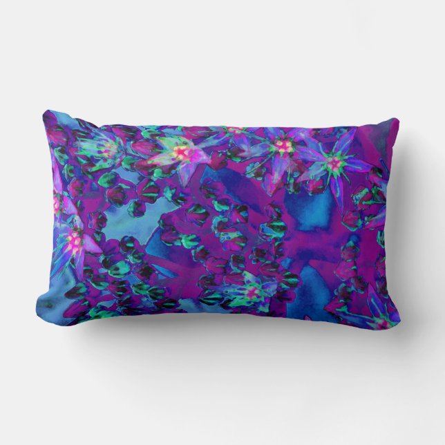 Sukulära seduumblommor i Teal, Magenta och Blue Lumbarkudde (Framsida)