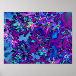 Sukulära seduumblommor i Teal, Magenta och Blue Poster