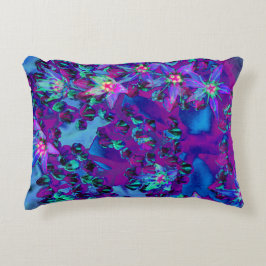 Sukulära seduumblommor i Teal, Magenta och Blue Prydnadskudde