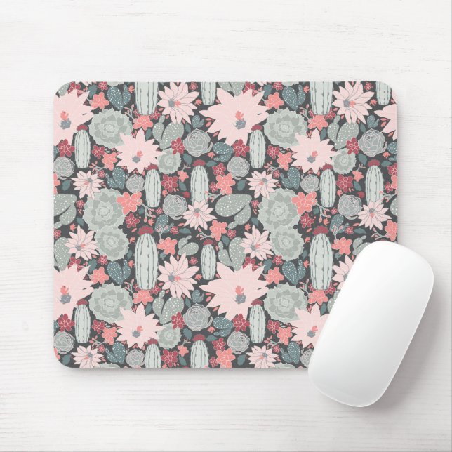 Sukulära växter och aktuarier i Rosa Mint Mönster Musmatta (Med mus)