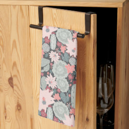 Sukulära växter och nukaktus Mönster Pinks-Mint Kökshandduk