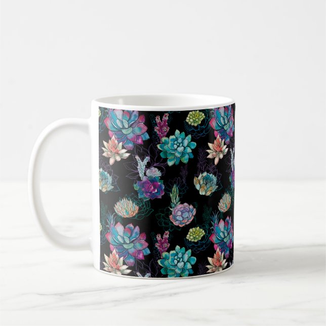 Sukulärt sömlöst Mönster Kaffemugg (Vänster)