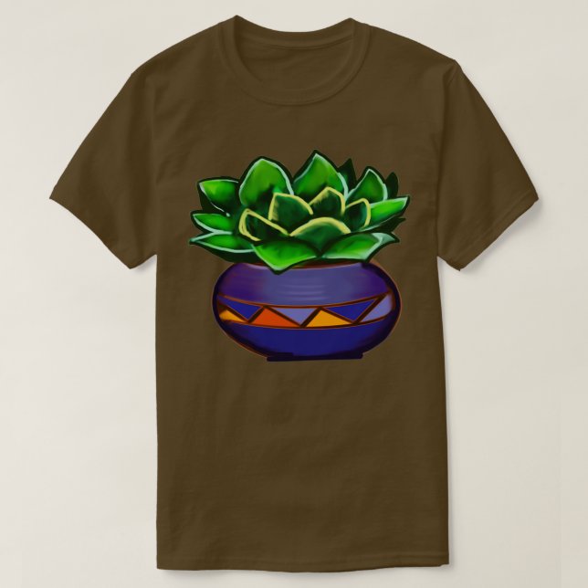 Sukulationer cacti cactus in ornamental antique po t shirt (Design framsida)