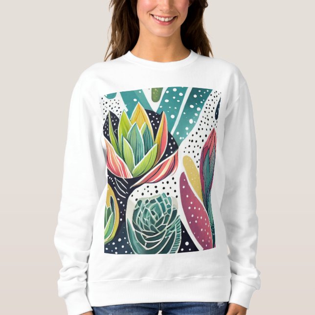 Sukulationer i grönt och rosa t shirt (Framsida)