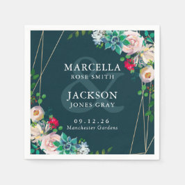 Sukulationer och Guld Chic Bröllop Pappersservett