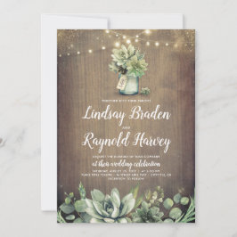 Sukulationer | Rustic Greenery Land Barn Bröllop Inbjudningar