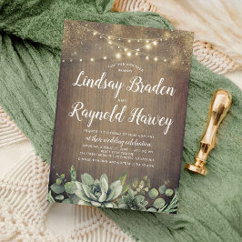 Sukulationer | Rustic Greenery Land Barn Bröllop Inbjudningar