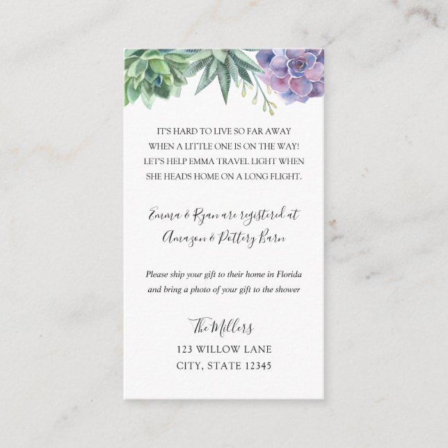 Sukulenter Barnkalas på distans kortinsats Tilläggskort (Framsida)