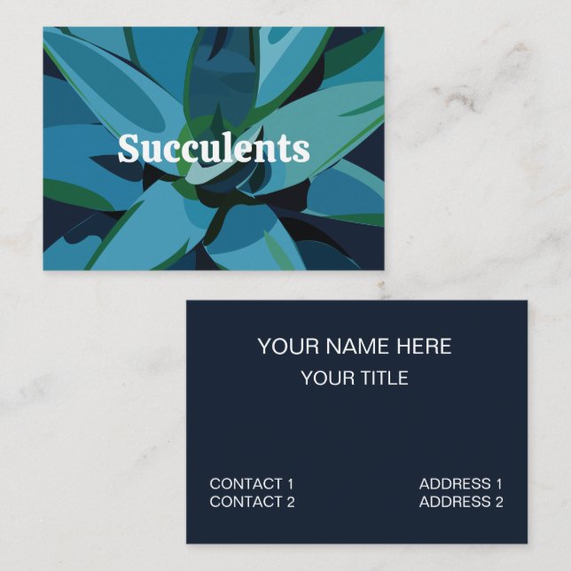 Sukulenter Blå Agave Kaktus  Visitkort (Fram/baksida)