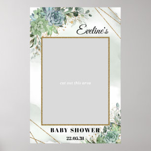Sukulenter eukalyptus guld baby shower fotopropp poster