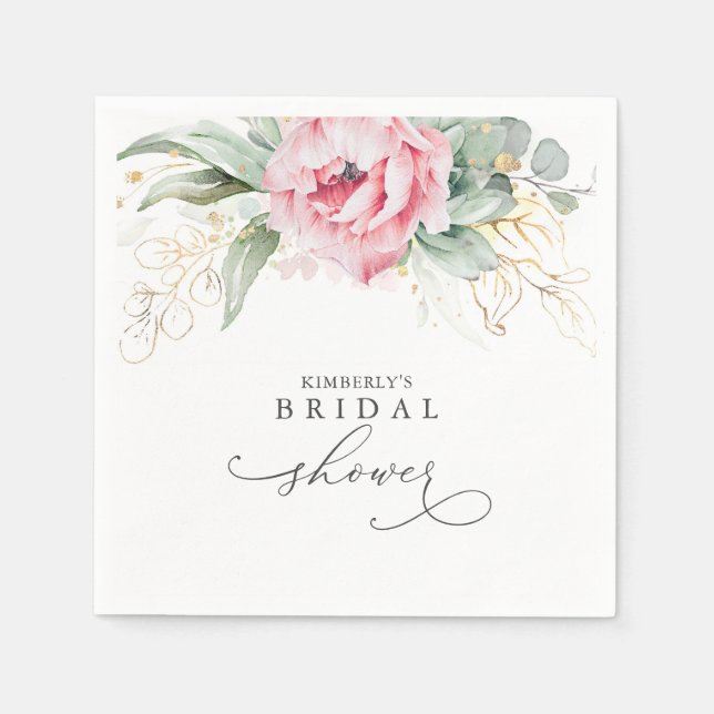 Sukulenter Greenery Elegant Bröllop / Baby Shower  Pappersservett (Framsidan)