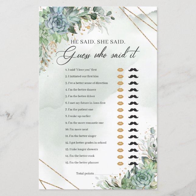 Sukulenter grön eukalyptus guld Han sa Hon sa (Framsida)