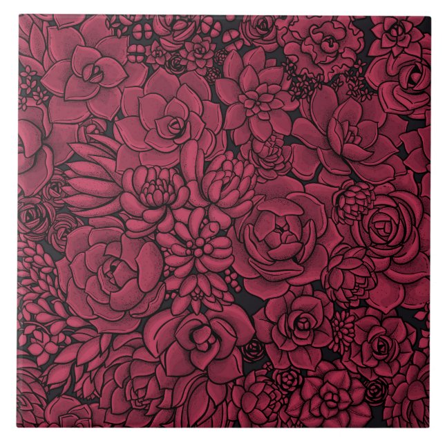 Sukulenter i Viva Magenta-Färg under 2023 Kakelplatta (Framsidan)