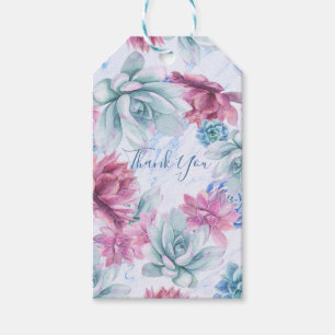 Sukulenter Modern Chic Marmor Bröllopsdusch Fiesta Presentetikett
