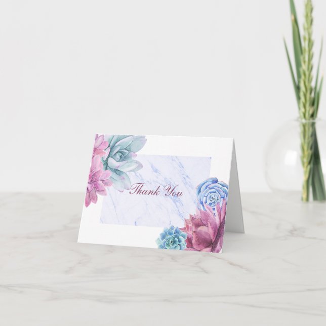 Sukulenter Modern Marmor Blommig Chic Tack så myck Kort (Framsida)