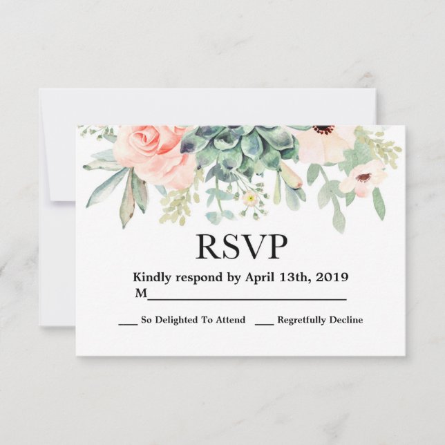 Sukulenter RSVP bröllopskort OSA Kort (Framsida)