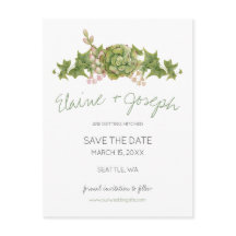 Sukulenter Rustik Bröllop spara datum