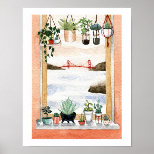 Sukulor och Golden Grind Bridge Poster