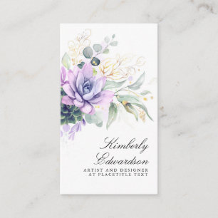 Sukulor och Guld Greenery Elegant Boho Foliage Visitkort