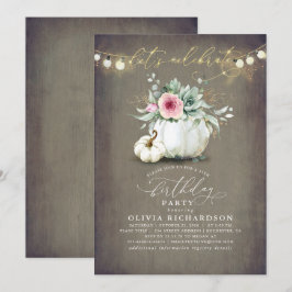 Sukulor och Pumpkins Fall Rustic Birthday Inbjudningar