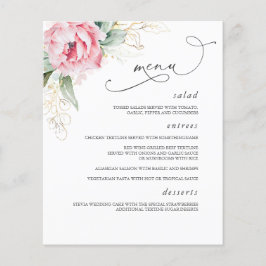Sukulor och Rosa Flowers Bröllop Menu Elegant Flygblad