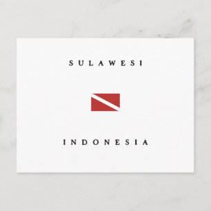 Sulawesi Indonesia Scuba Dive Flagga Vykort