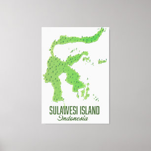 Sulawesi-ön Indonesien karta Canvastryck