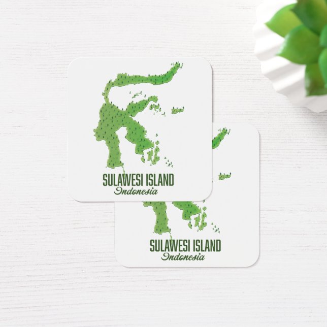 Sulawesi-ön Indonesien karta Fyrkantigt Visitkort (Skivbord)