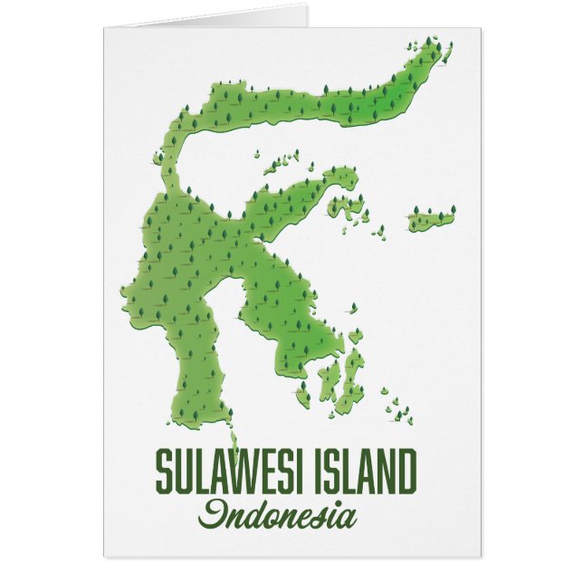 Sulawesi-ön Indonesien karta Hälsningskort (Framsidan)