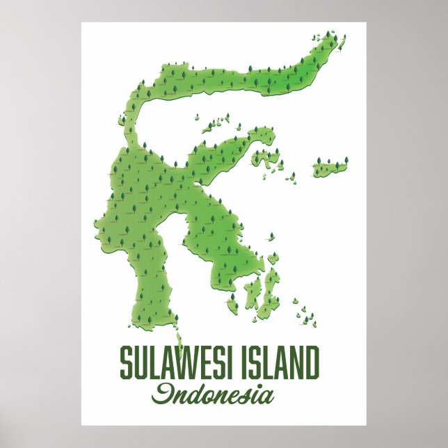 Sulawesi-ön Indonesien karta Poster (Framsidan)