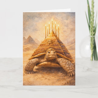 Sulcata Sköldpadda egyptisk pyramid födelsedagstår Kort