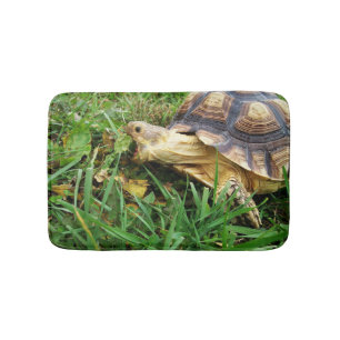 Sulcata Tortoise tar stor Bita av Dandelion Löv Badrumsmatta