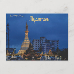 Sule Pagoda i centrala Yangon Myanmar Burma Vykort