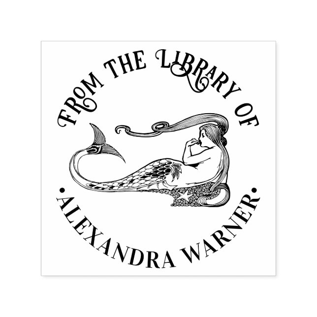 Sulfmer Havfrue Siren Vila Bibliotek Boknamn Självfärgande Stämpel (Design)