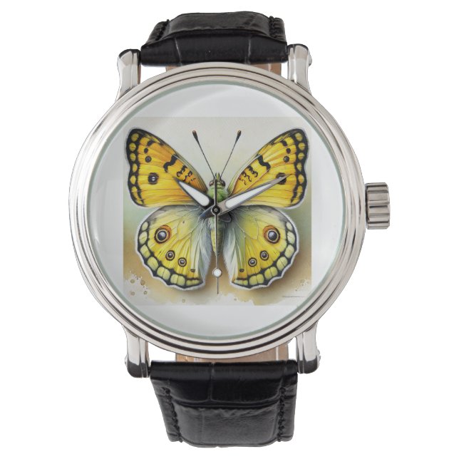 Sulfur Butterfly 091024IREF250 - Watercolor Armbandsur (Framsida)