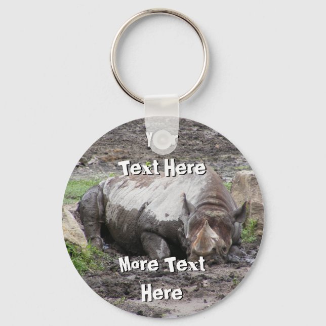Sulking Rhino Keychain Nyckelring (Framsida)
