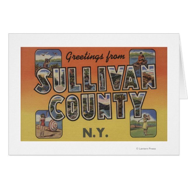 Sullivan County, New York - Large Brev Scenes Hälsningskort (Framsidan Horizontal)