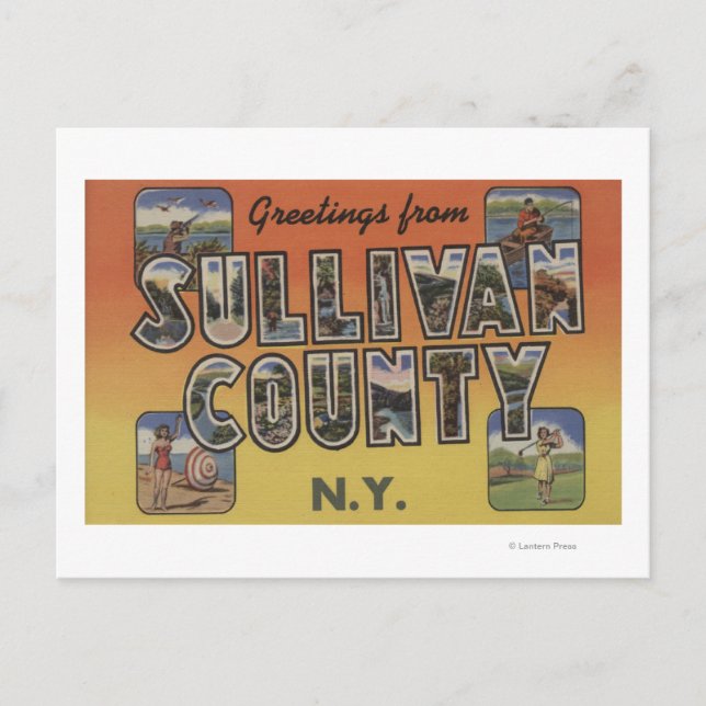 Sullivan County, New York - Large Brev Scenes Vykort (Framsida)