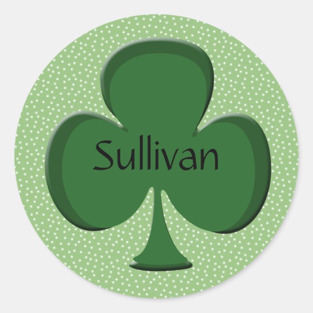 Sullivan Shamrock Name Stickers Runt Klistermärke (Framsida)