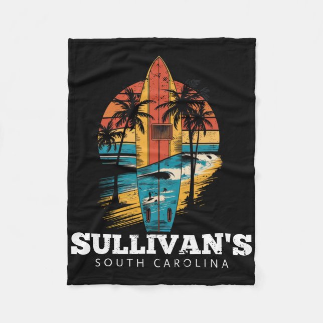 Sullivans South Carolina Surfbräda Surfning Retro  Fleecefilt (Framsidan)