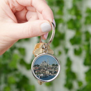 Sultan Ahmed & Istanbul panorama, Turkiet Keychain Rund Silverfärgad Nyckelring