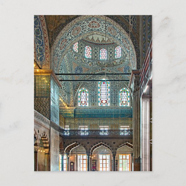Sultan Ahmed-moskén. Interiör design. Vykort (Framsida)