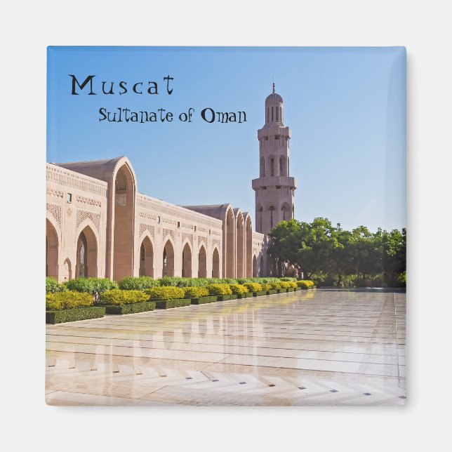 Sultan Qaboos Grand Mosque in Muscat, Oman Magnet (Framsidan)