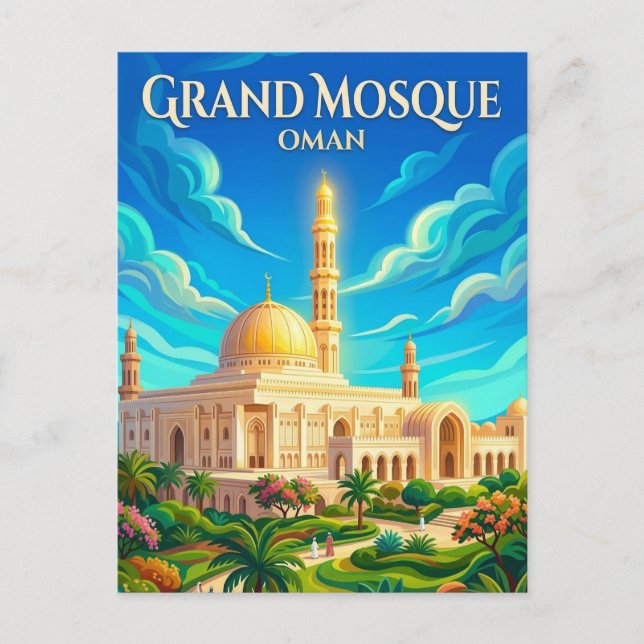 Sultan Qaboos-moskén Oman Vykort (Framsida)